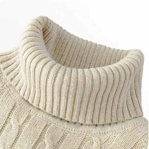 Men's High Neck Turtleneck Sweater - Solid Color Knitted Pullover, Warm Woolen Casual Winter Top for Outdoor Wear