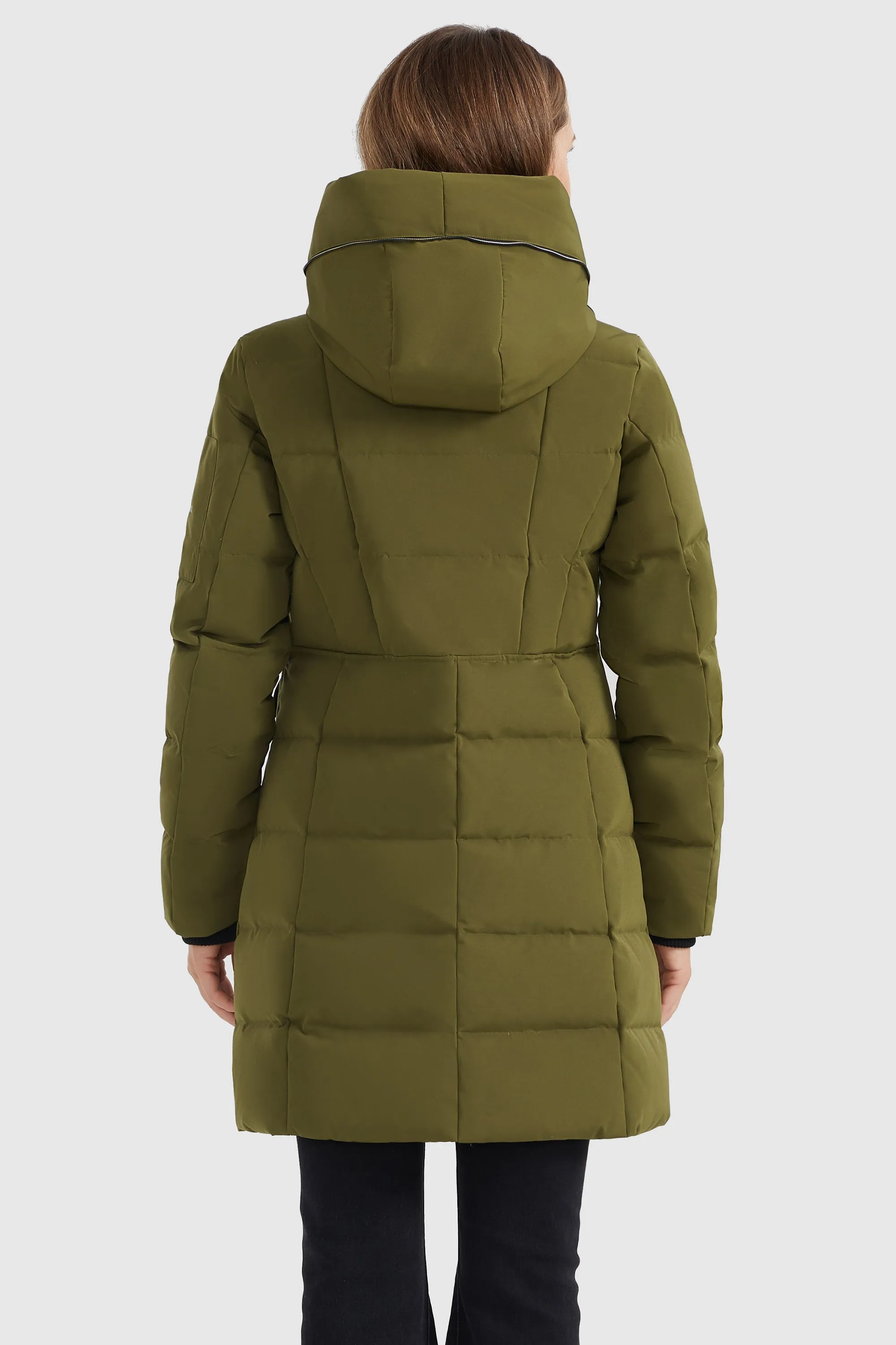 Mid Length Slant Pocket Puffer Jacket