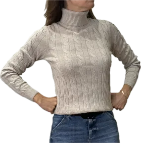 Minnie Rose Cotton Cable Turtleneck