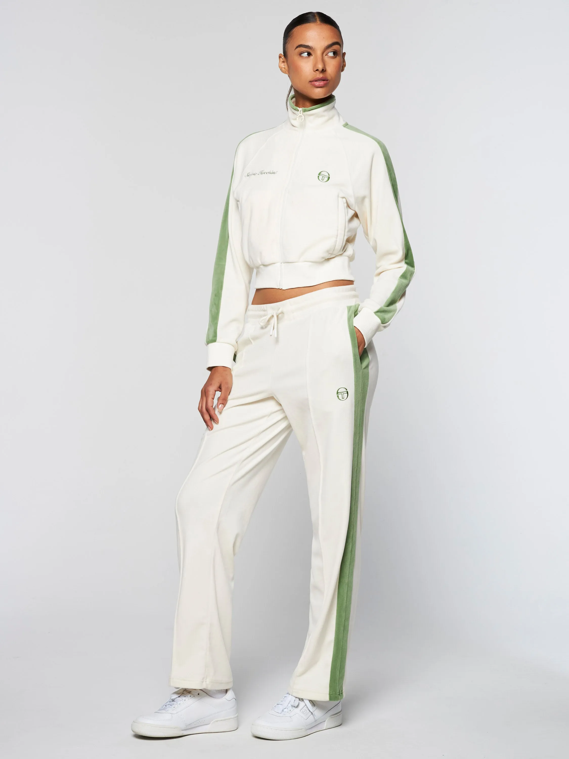 Miss Carlotta Velour Track Jacket- Gardenia