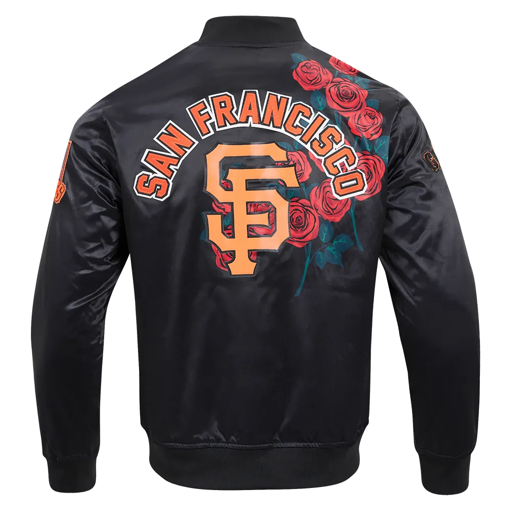 MLB SAN FRANCISCO GIANTS ROSES SATIN JACKET (BLACK)