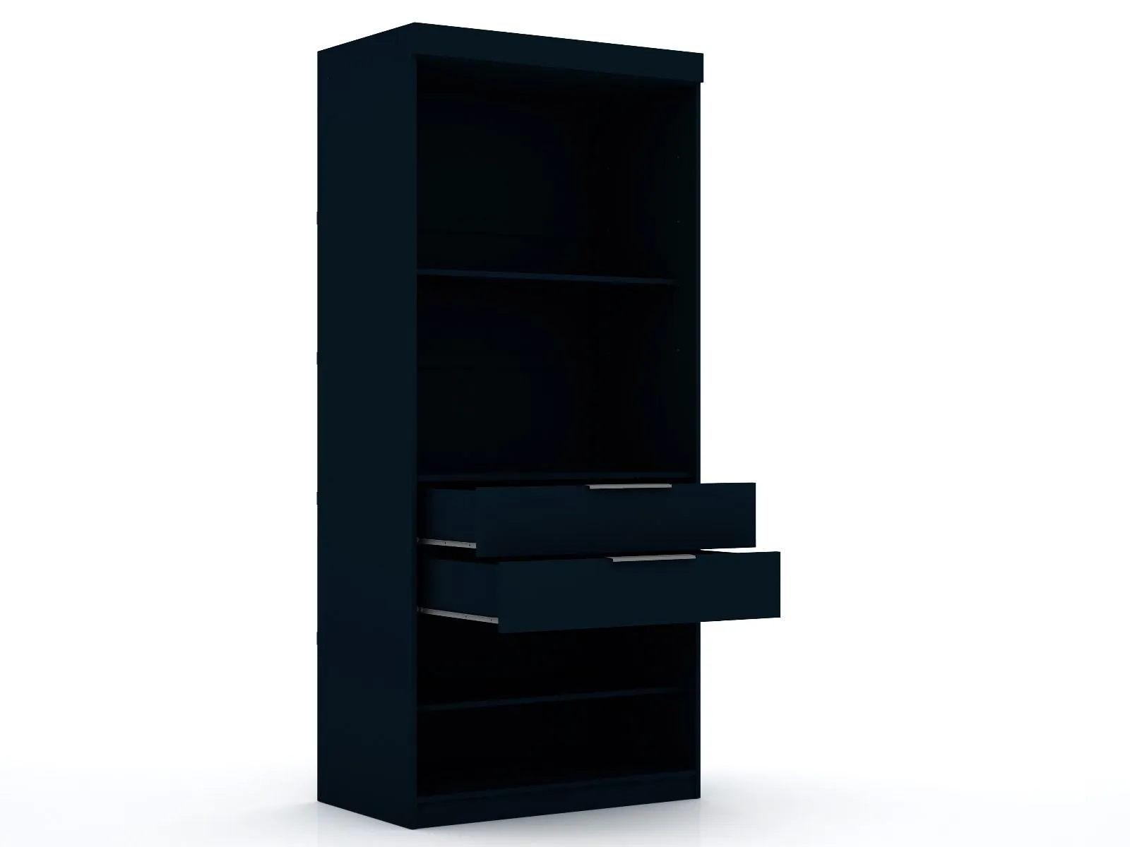 Mulberry 2.0 Semi Open 3 Sectional Modern Wardrobe Corner Closet with 4 Drawers - Set of 3 in Tatiana Midnight Blue