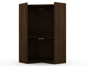 Mulberry Modern Open Corner Closet with 2 Hanging Rods in Brown