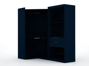 Mulberry Open 2 Sectional Modern Corner Wardrobe Closet with 2 Drawers- Set of 2 in Tatiana Midnight Blue