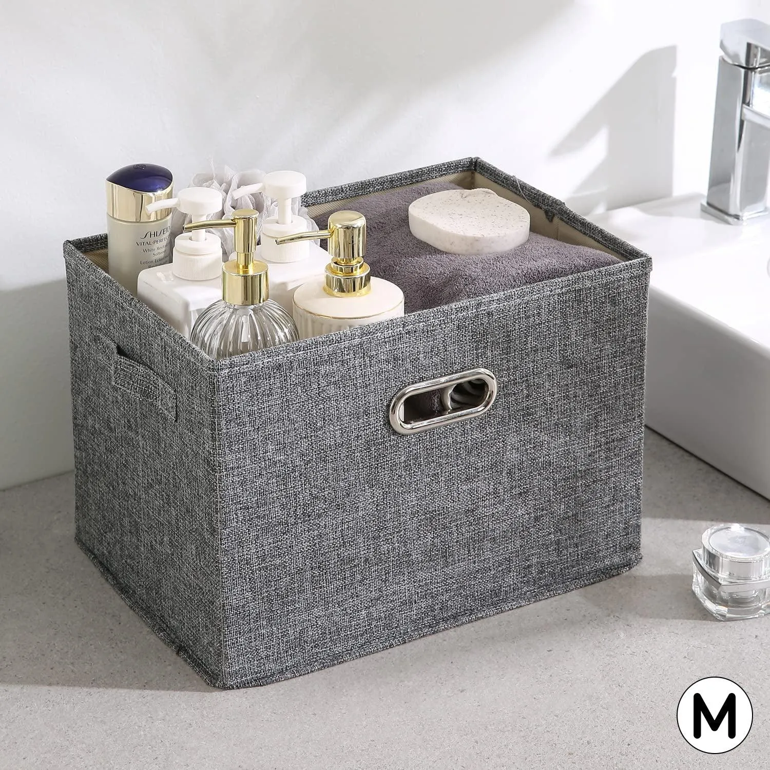 Multipurpose Foldable Storage Box with Lid, Medium 38x27x26 cm, Grey