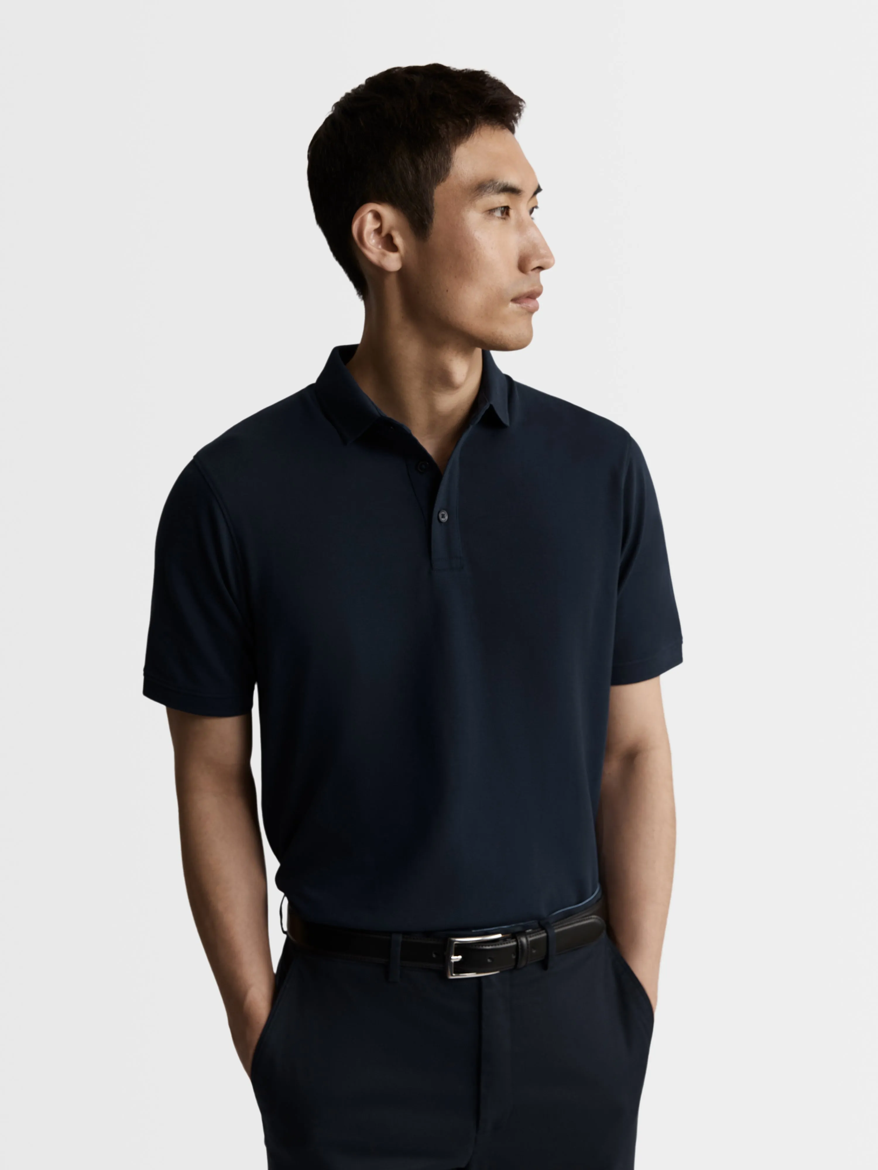 Navy Blue Pique Egyptian Cotton Polo