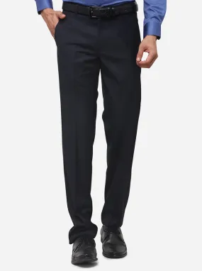 Navy Blue Slim Fit Solid Formal Trouser | JadeBlue