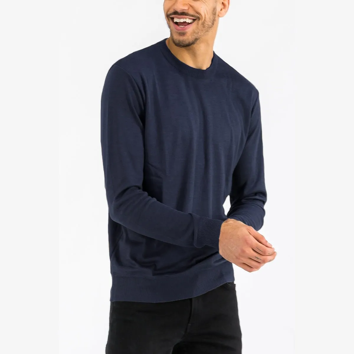 Navy Round Neck Knit Sweater