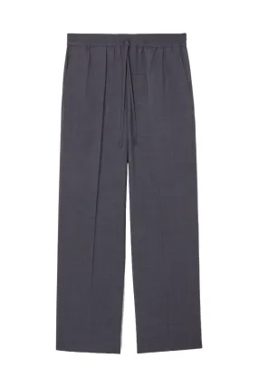 Navy Wool Drawstring Trousers