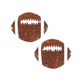 Neva Nude - Football Glitter Pasties Nipple Covers O/S (Brown)