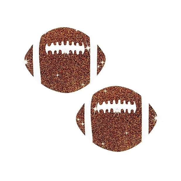 Neva Nude - Football Glitter Pasties Nipple Covers O/S (Brown)