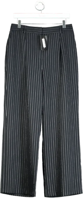 New Look Black Patrice Pinstripe Wide Leg Trousers UK 12