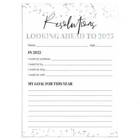 New Year Resolutions Card Printable