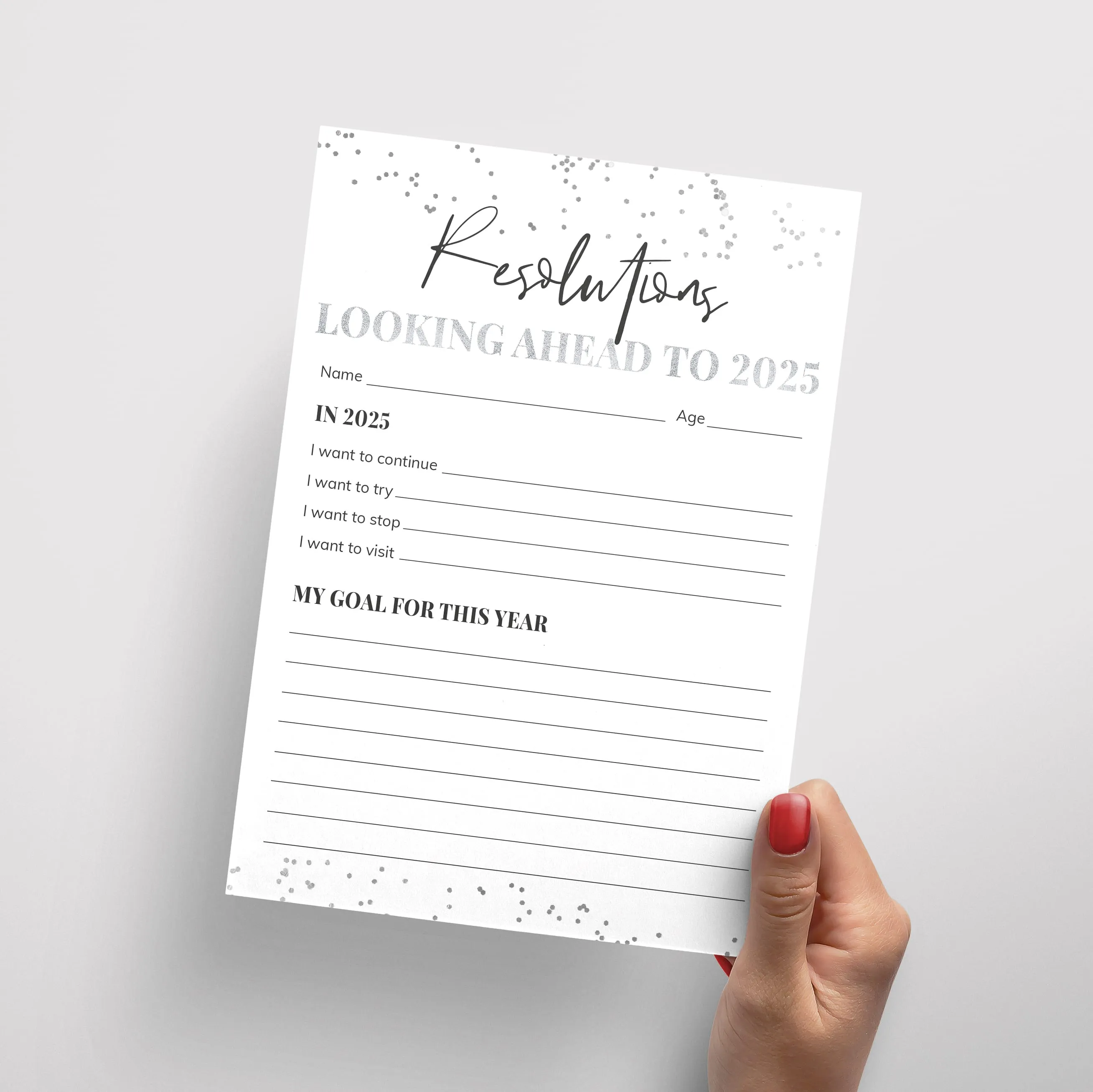 New Year Resolutions Card Printable