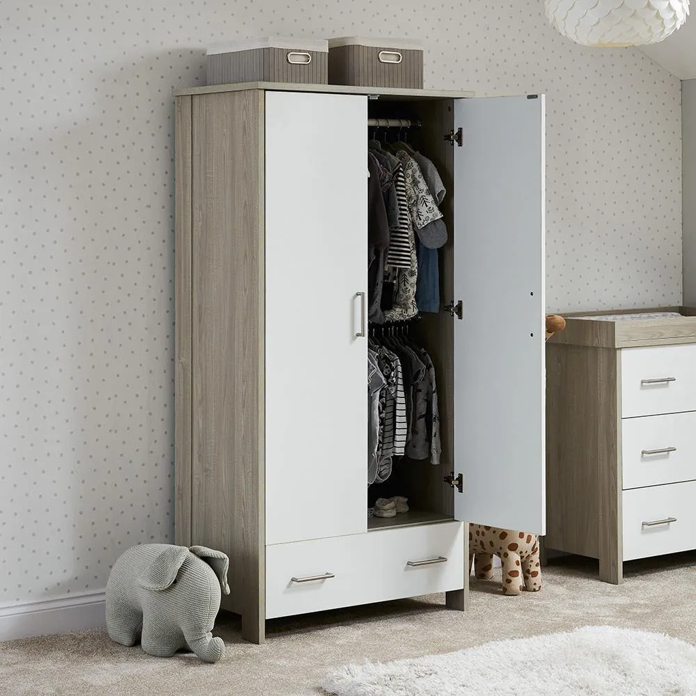 Nika Double Wardrobe - Grey Wash & White