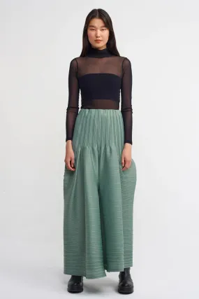 Nu High Waisted Pleated Trousers Green