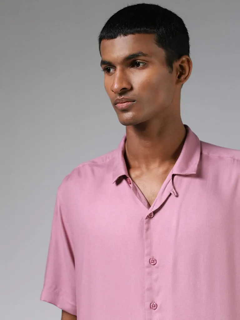 Nuon Solid Blush Pink Casual Shirt