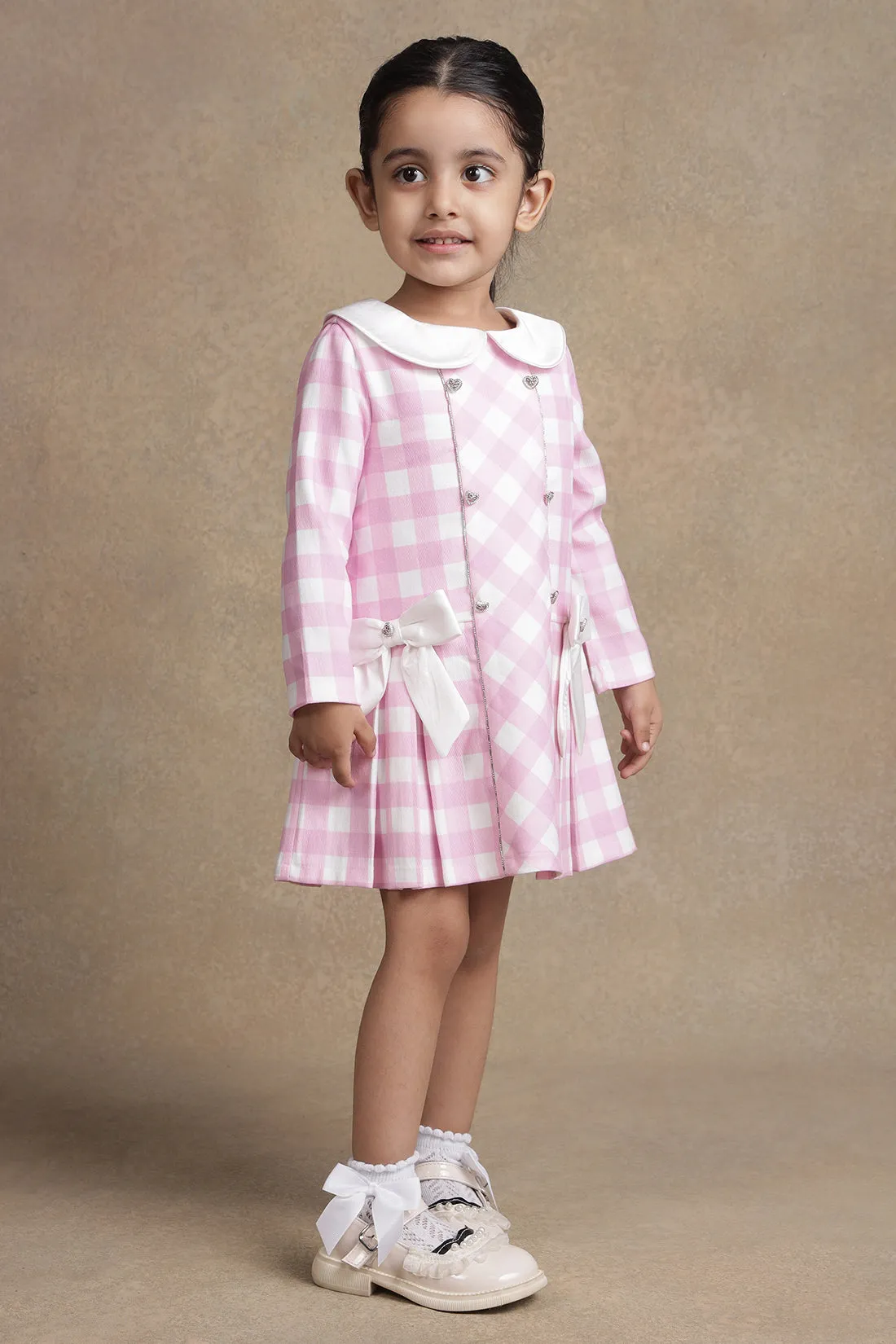 One Friday Baby Girls Pink & White Check Dress