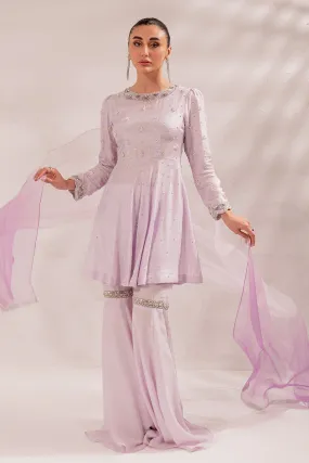 Pakistani Eid Dress in Lilac Gharara and Peplum Style