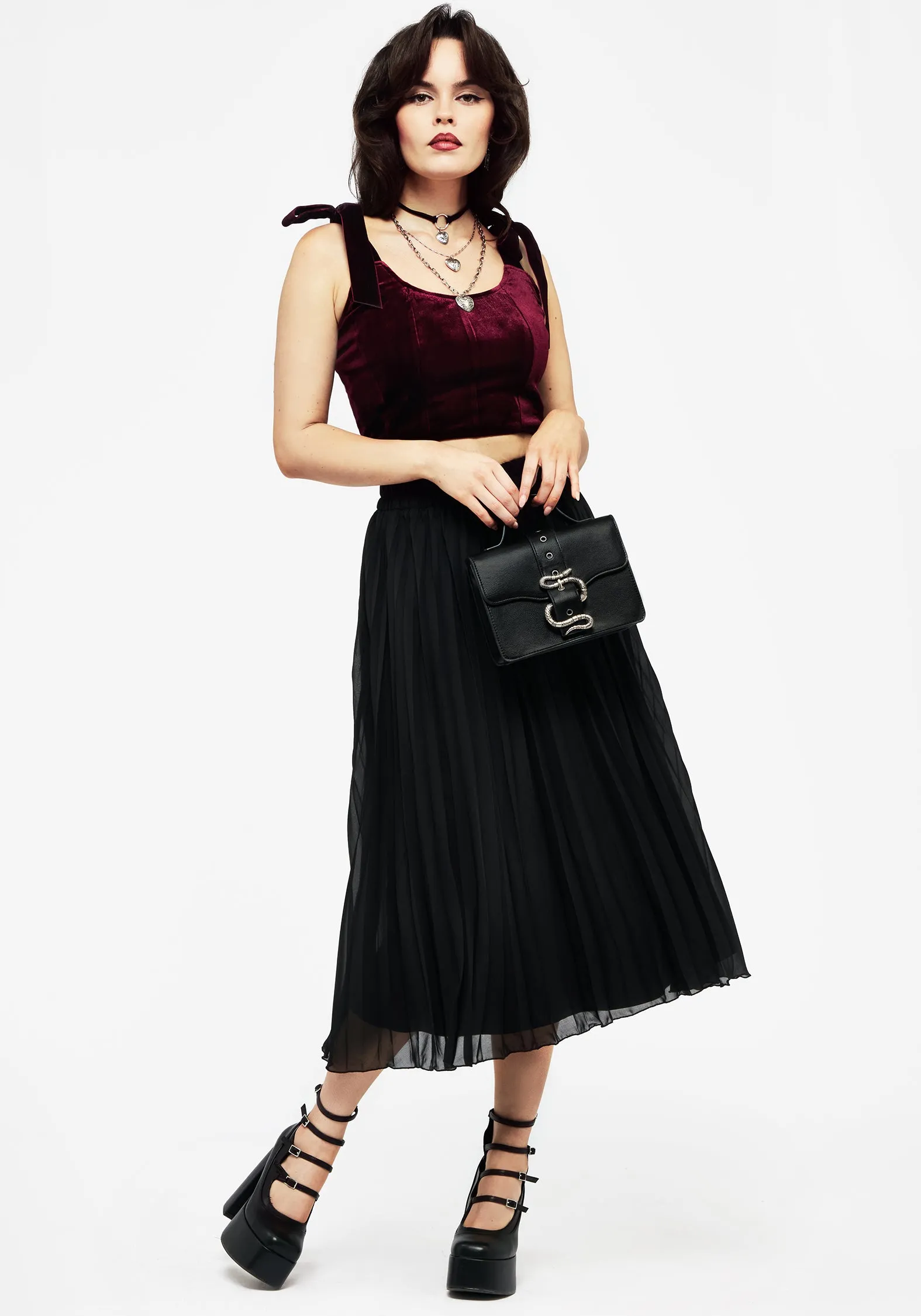 Paridamie Pleated Midi Skirt