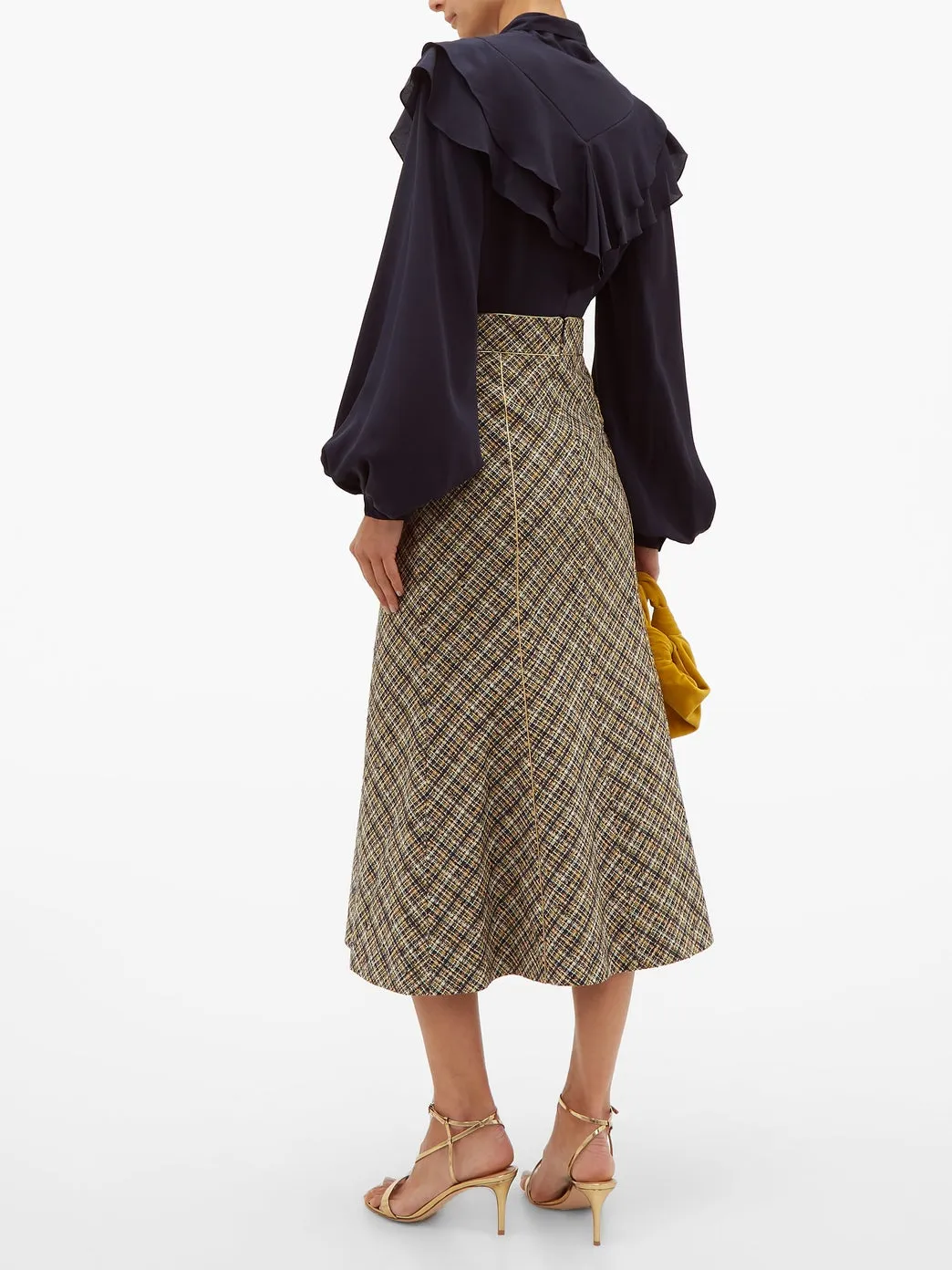 Peter Pilotto High Rise Tweed Midi Skirt