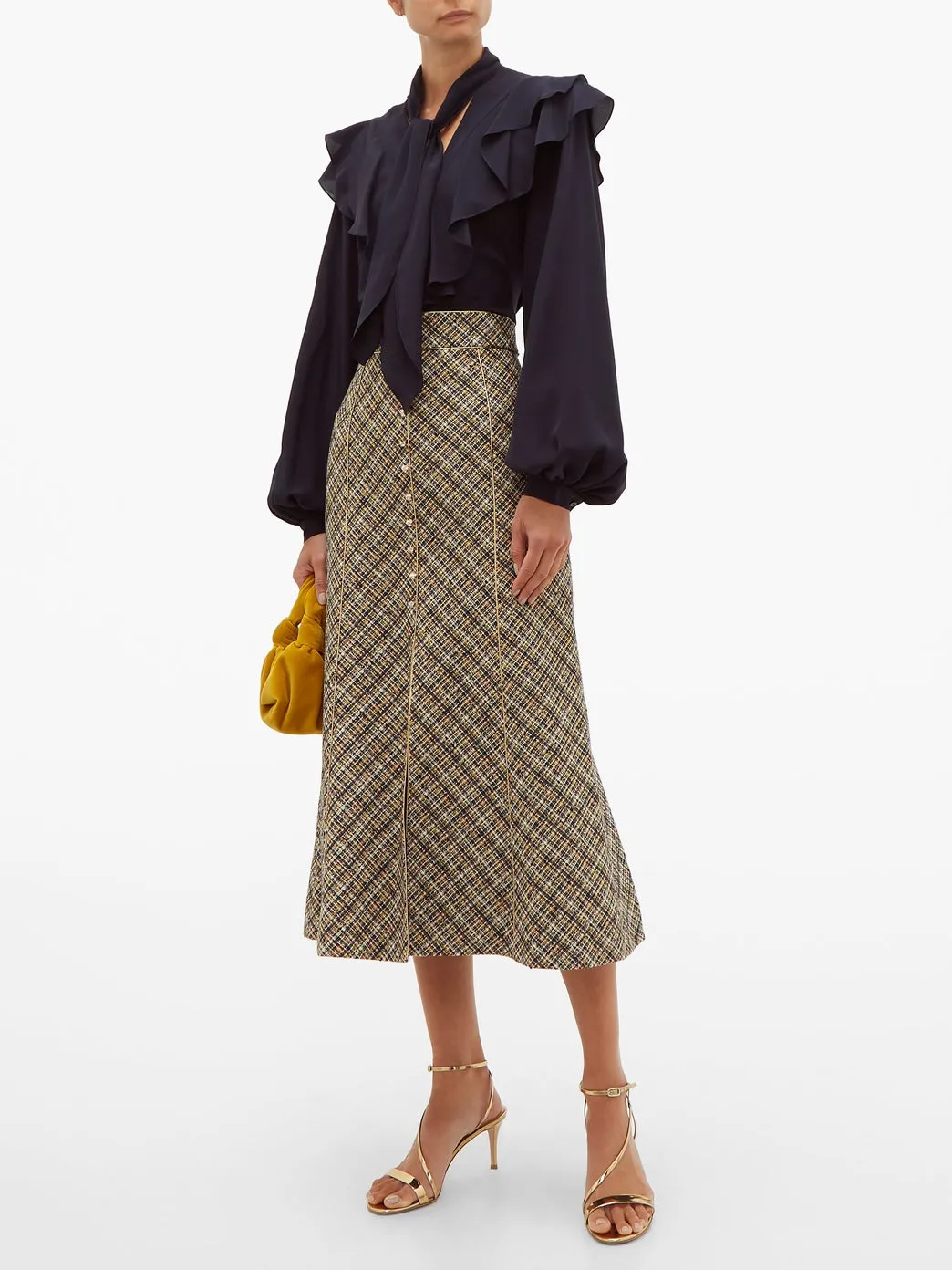 Peter Pilotto High Rise Tweed Midi Skirt