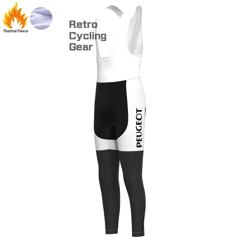 PEUGEOT White Fleece Retro Cycling Pants