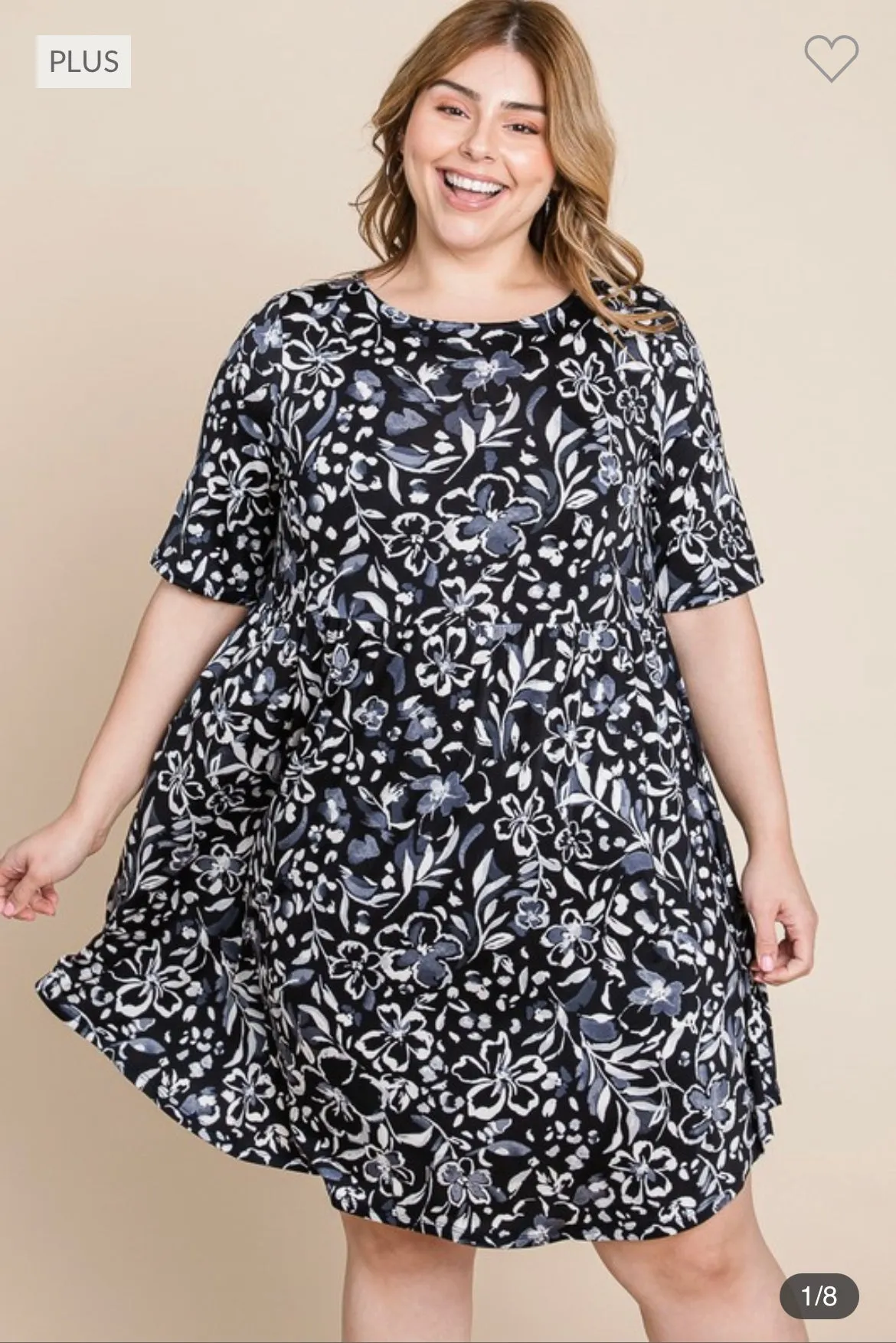 Plus Size- Floral Babydoll Dress