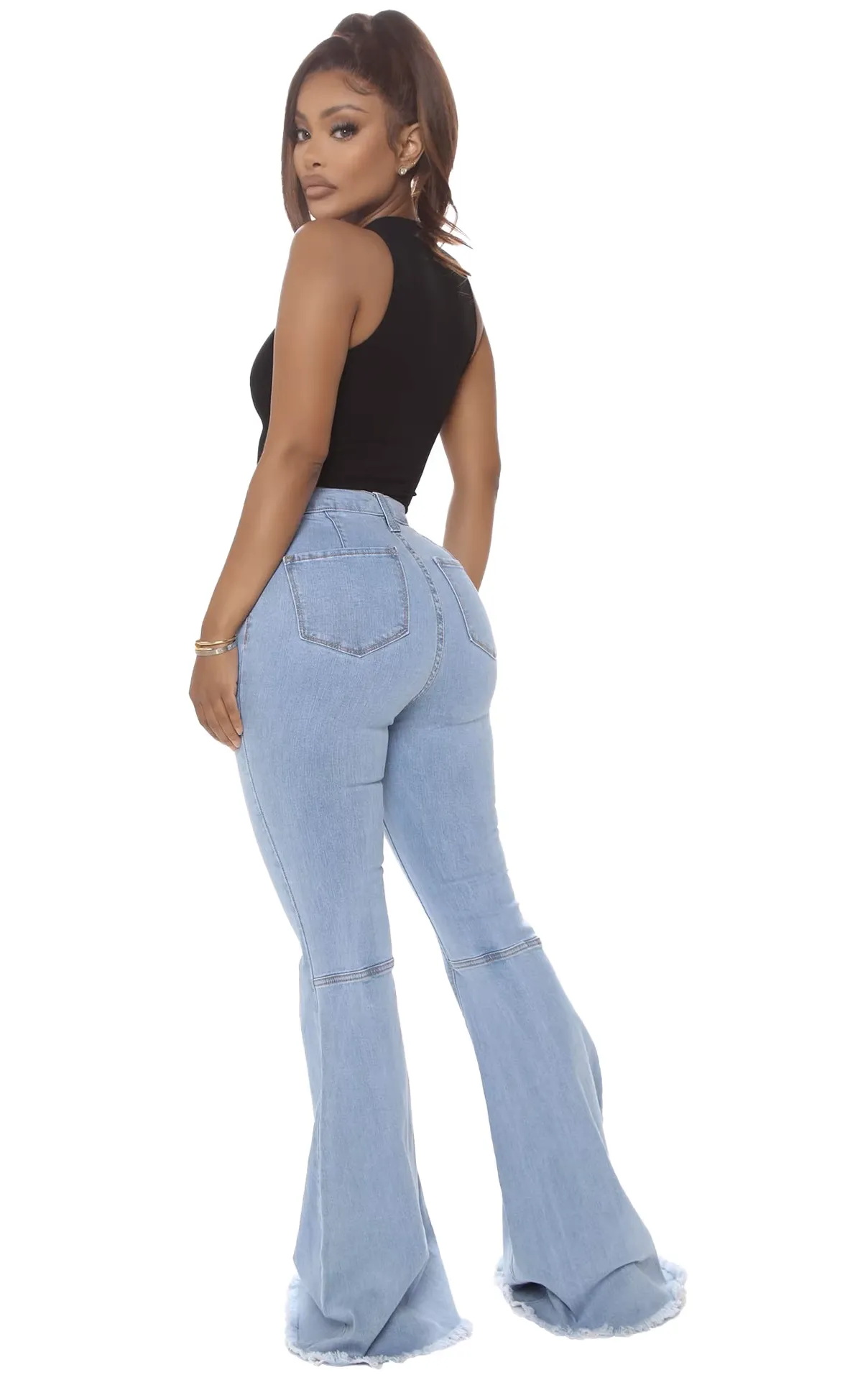 Plus Size Stretch High Waist Flare Jeans