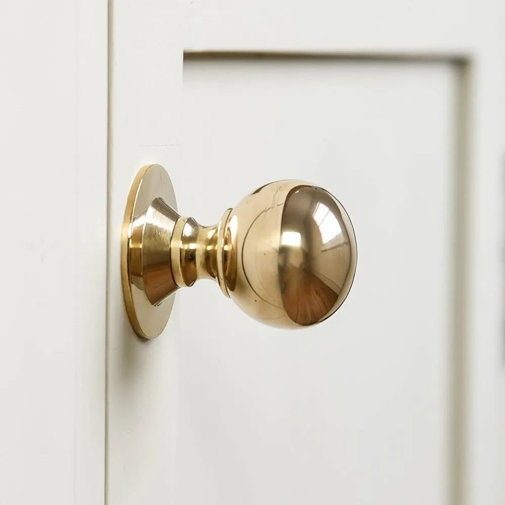 Polished Brass Round Ball Cabinet Knob (Antique Style)