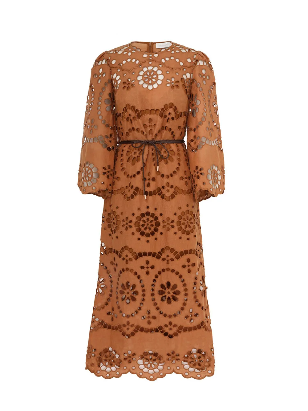 Pop Embroidered Midi Dress (Tan)