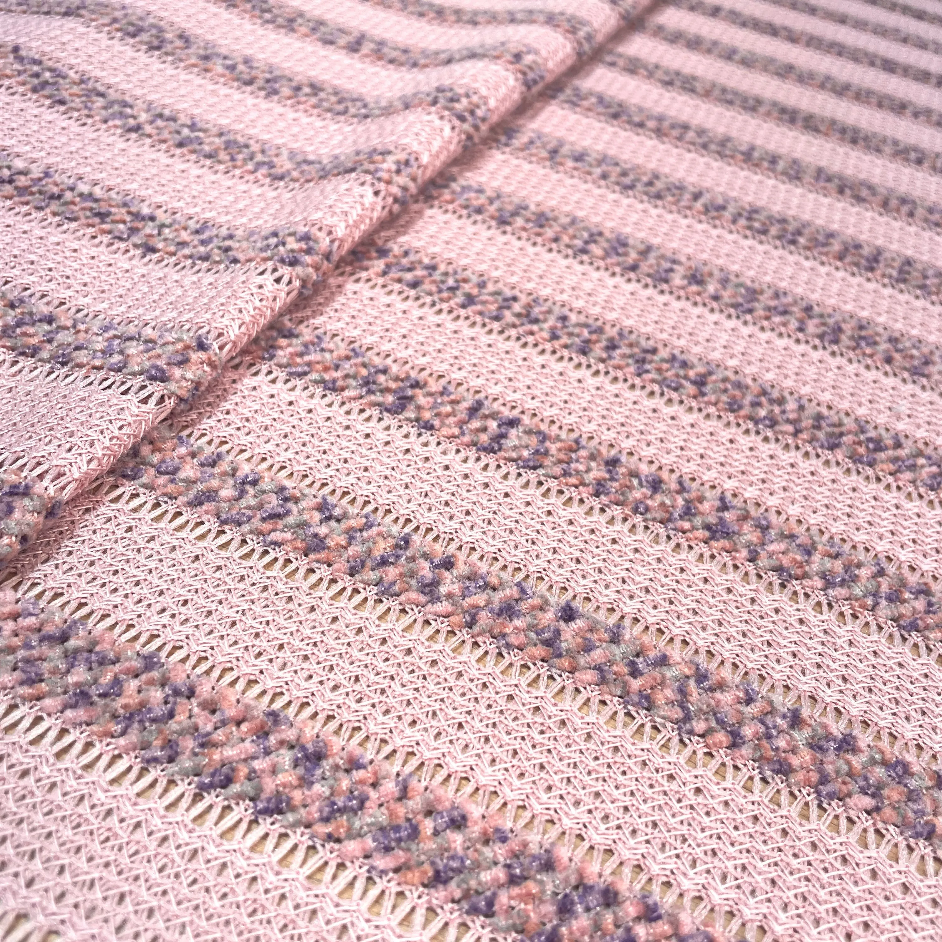 Premium Pink Stripes Crochet Fabric