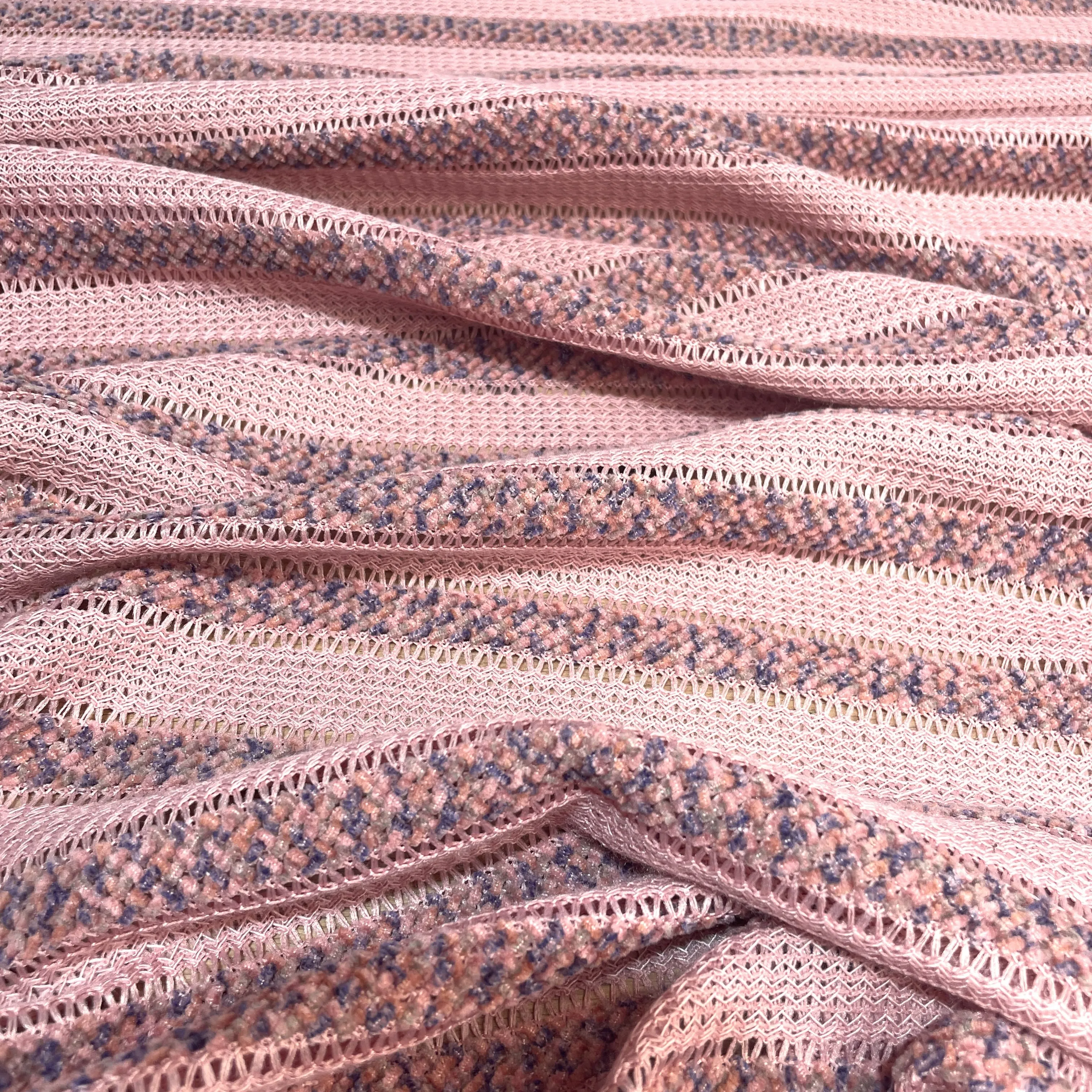 Premium Pink Stripes Crochet Fabric