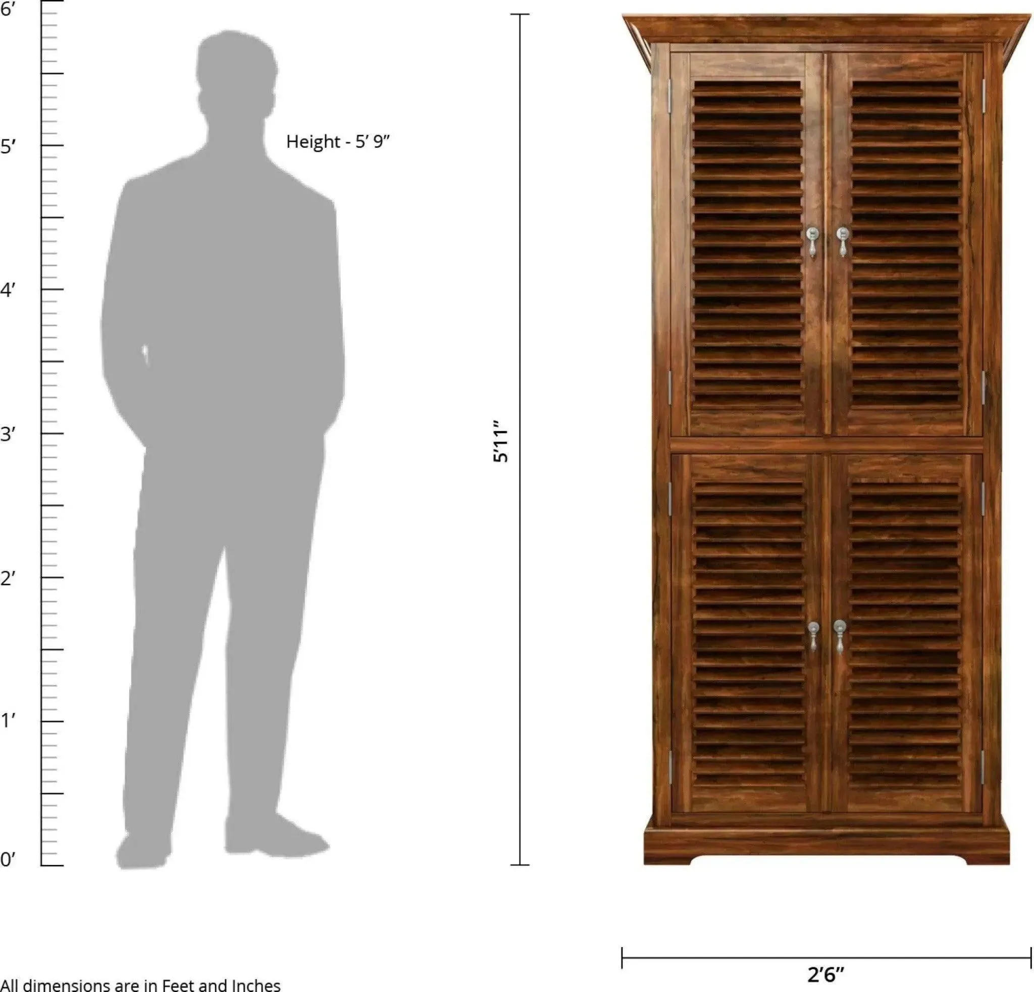 Premium Teak 4 Door Wood Wardrobe