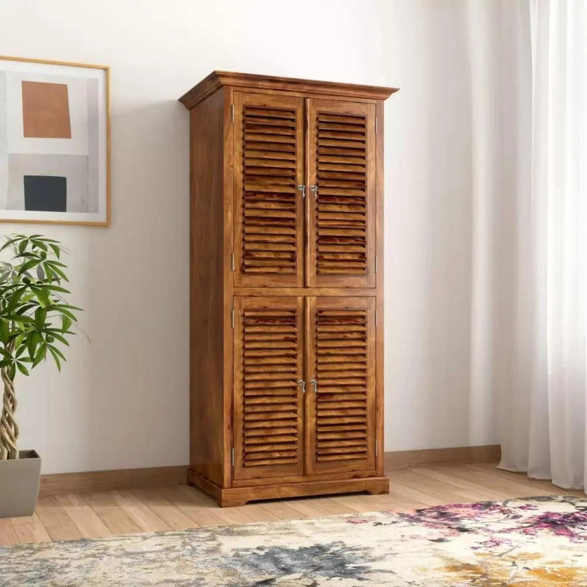 Premium Teak 4 Door Wood Wardrobe