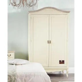 Premium Teak Wood 2 Door Wardrobe (Champagne White Finish)