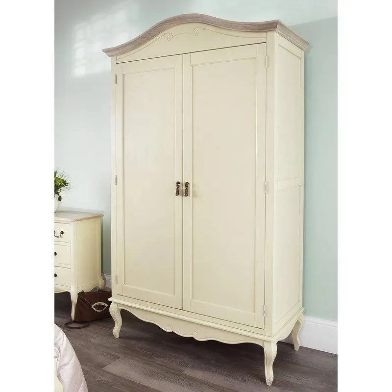 Premium Teak Wood 2 Door Wardrobe (Champagne White Finish)