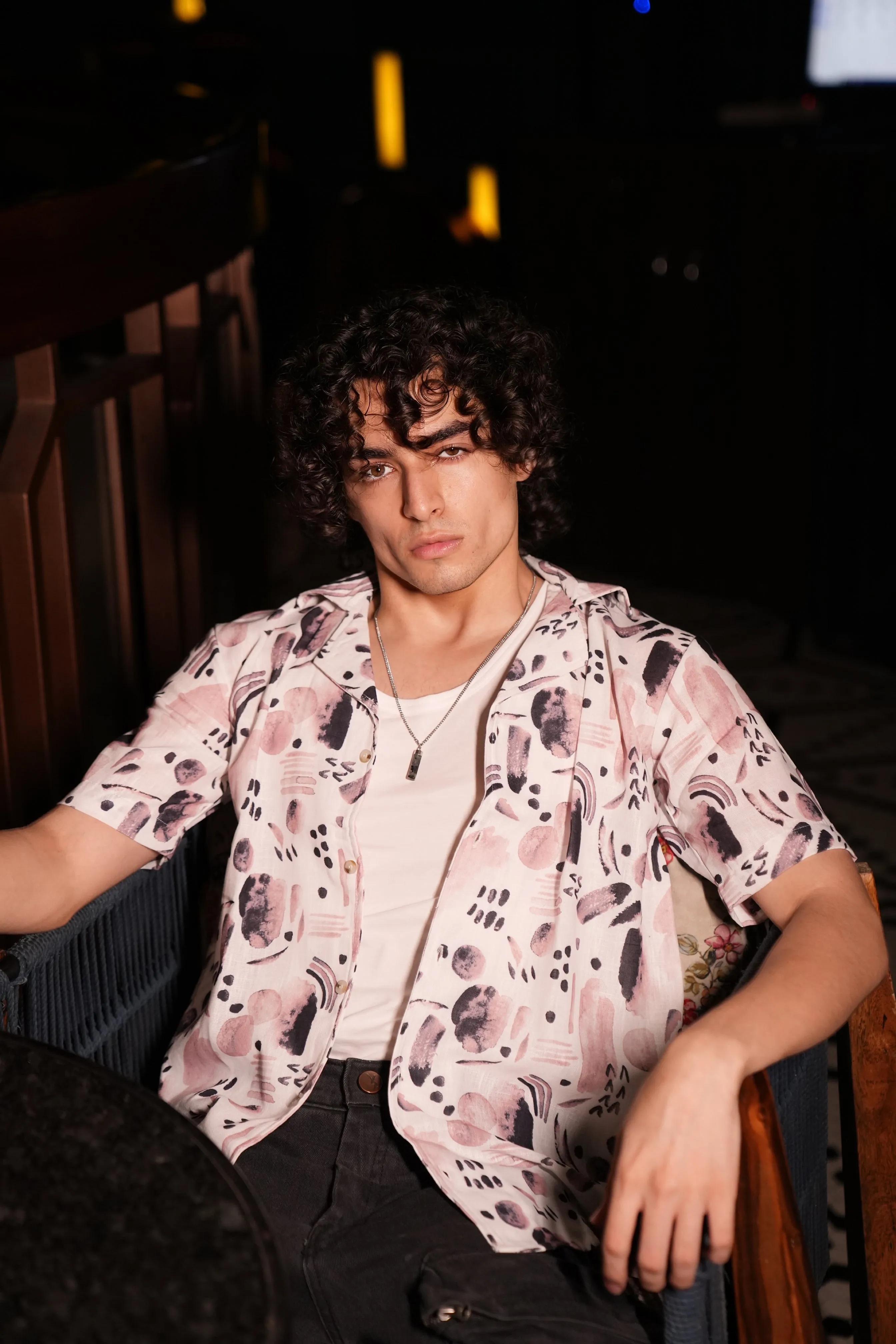 Premium Water Color Splash Print Linen Shirt