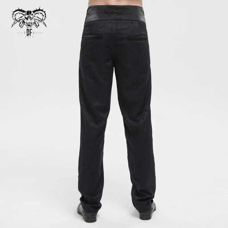 PT188 Fake belt high waist jacquard men's pants