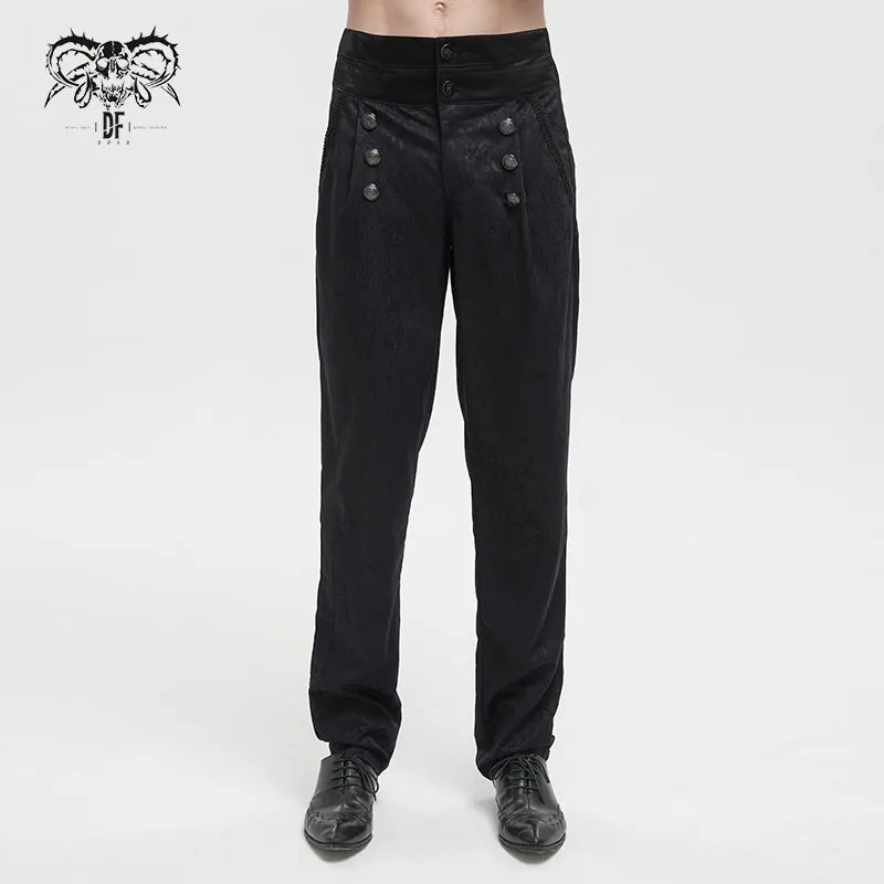 PT188 Fake belt high waist jacquard men's pants