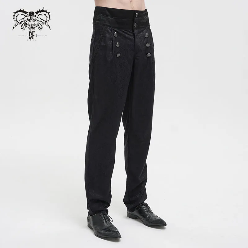 PT188 Fake belt high waist jacquard men's pants