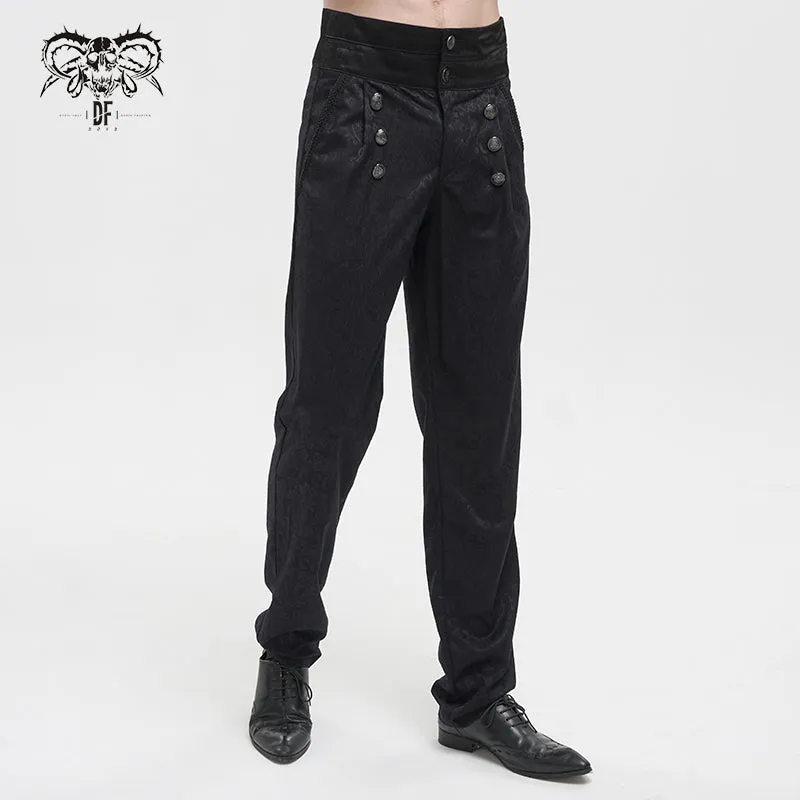 PT188 Fake belt high waist jacquard men's pants