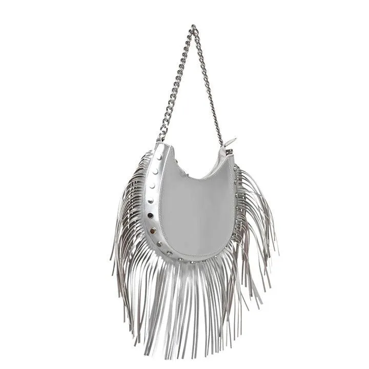 PUBLIC DESIRE THE WESTERN TASSLE SILVER BAG