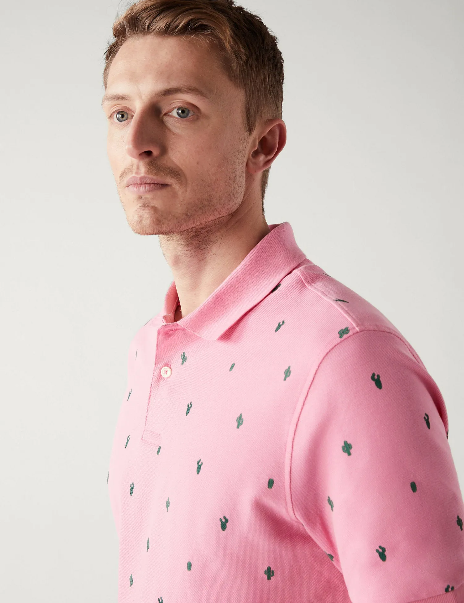 Pure Cotton Cactus Print Polo Shirt