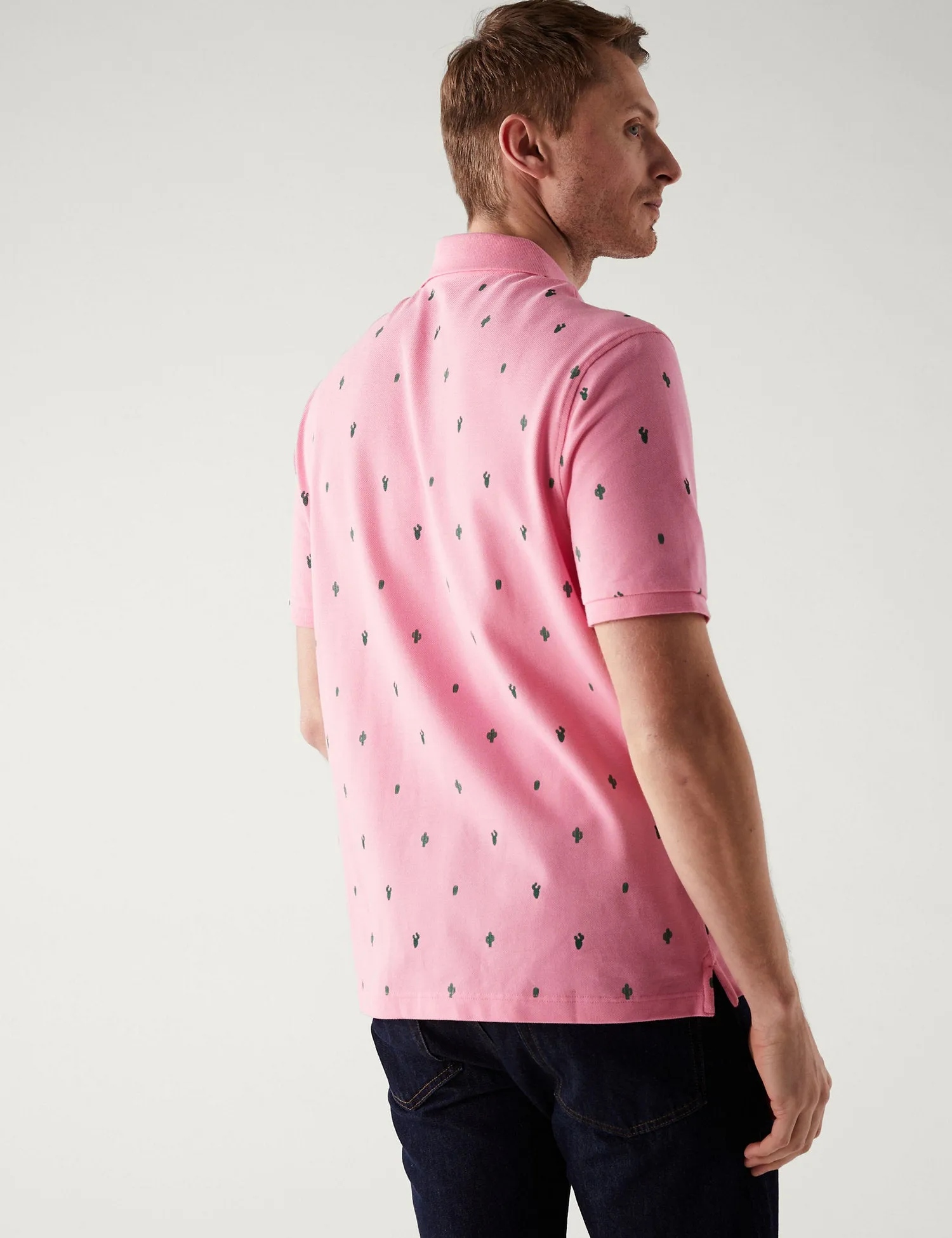 Pure Cotton Cactus Print Polo Shirt