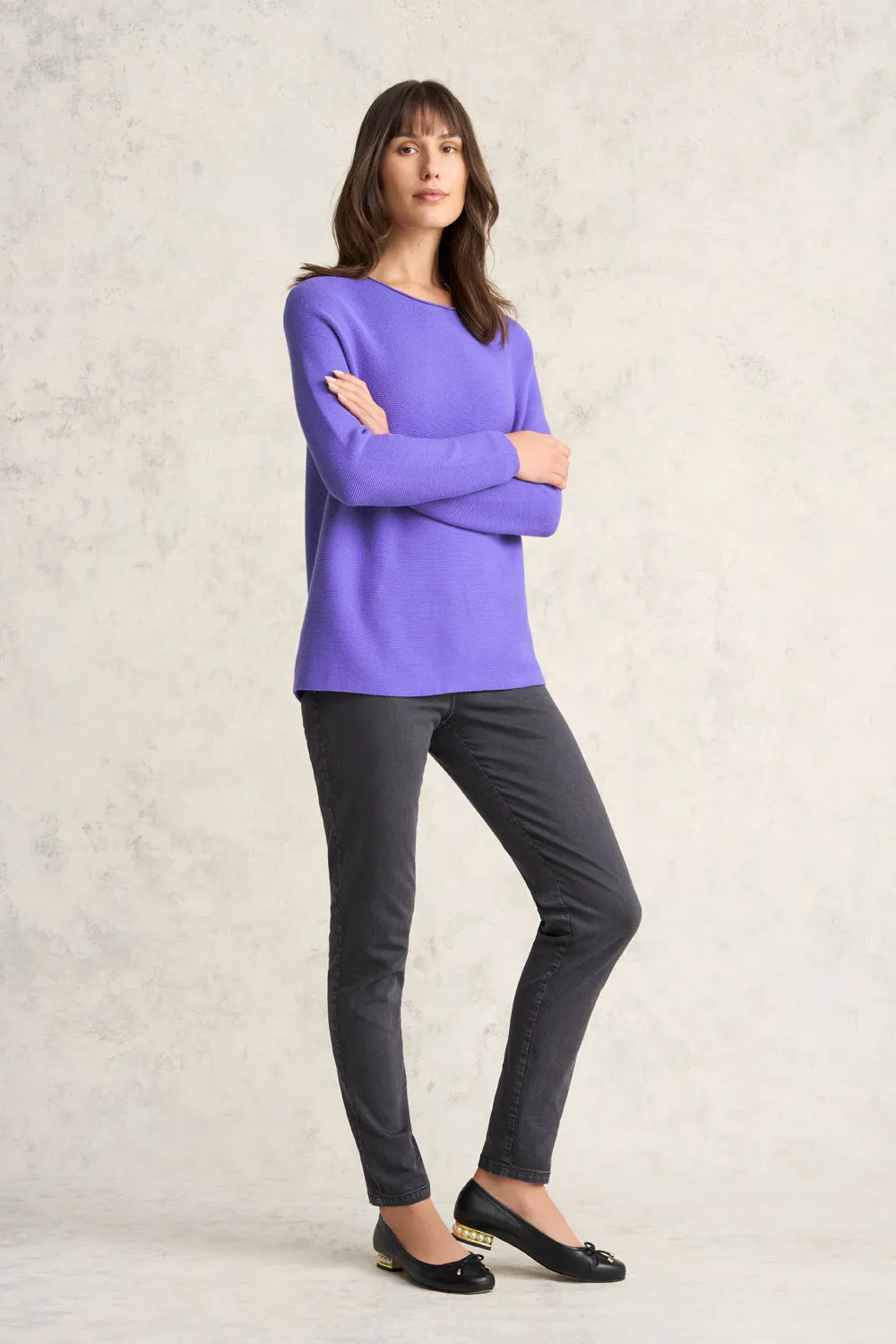 Purl Cotton Jumper - Purple Iris