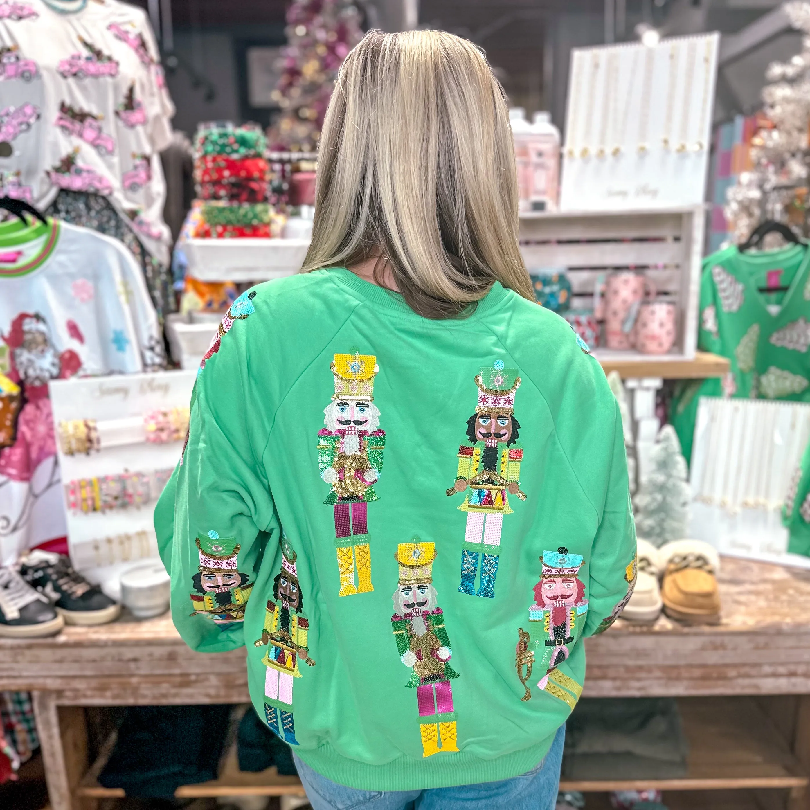 Queen Of Sparkles: Green Nutcracker Band Sweatshirt