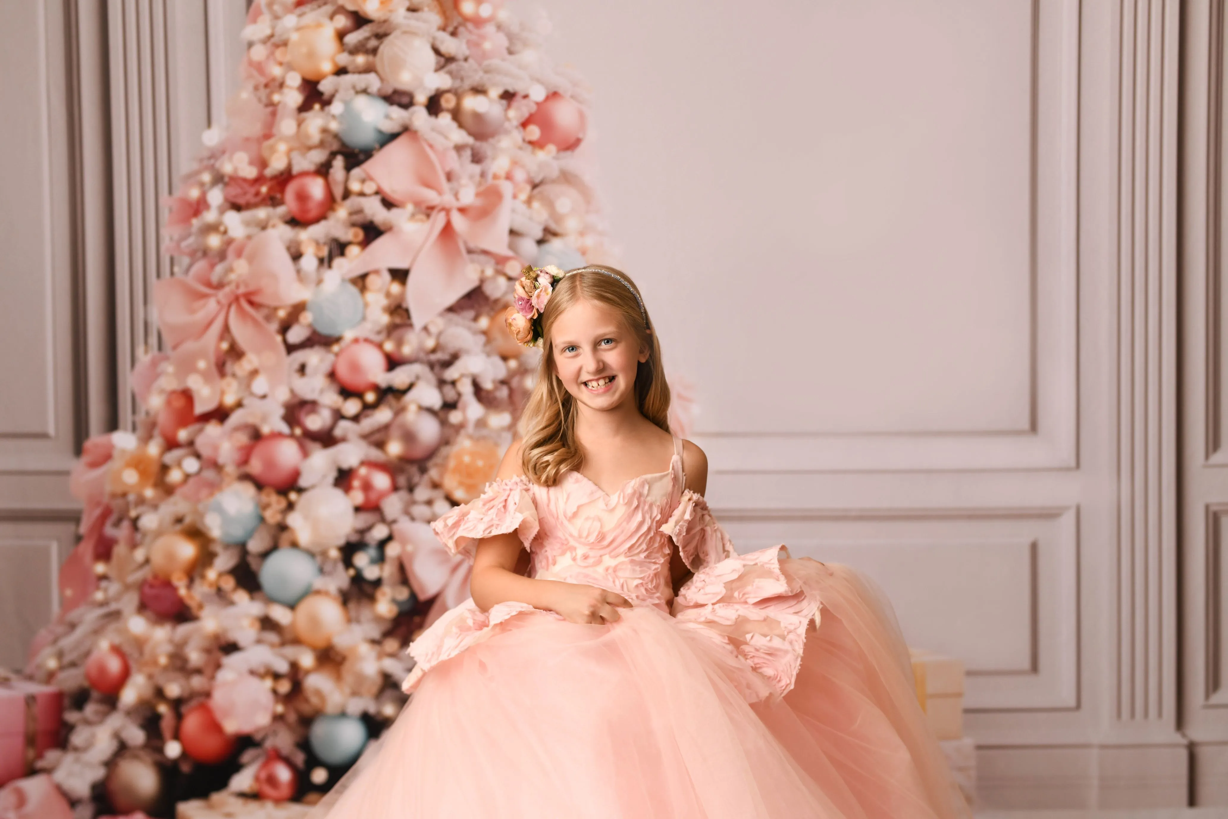 "Posy"- Peplum Floor Length Dress (6 Year - Petite 8 Year)