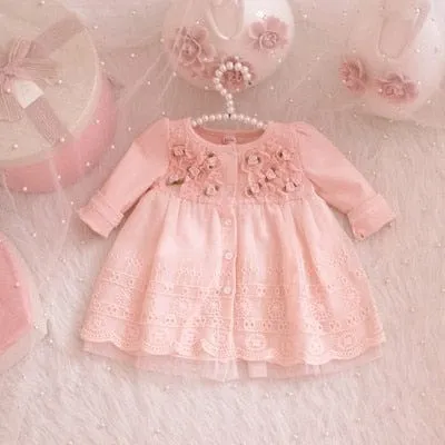 "Sara" Baby's Floral Lace Baptism Party Dress 2