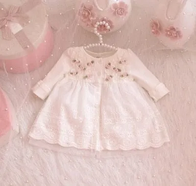 "Sara" Baby's Floral Lace Baptism Party Dress 2